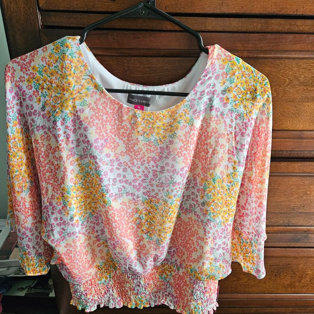 Vince Camuto lined spring/summer floral women's blouse top Size PL NWT